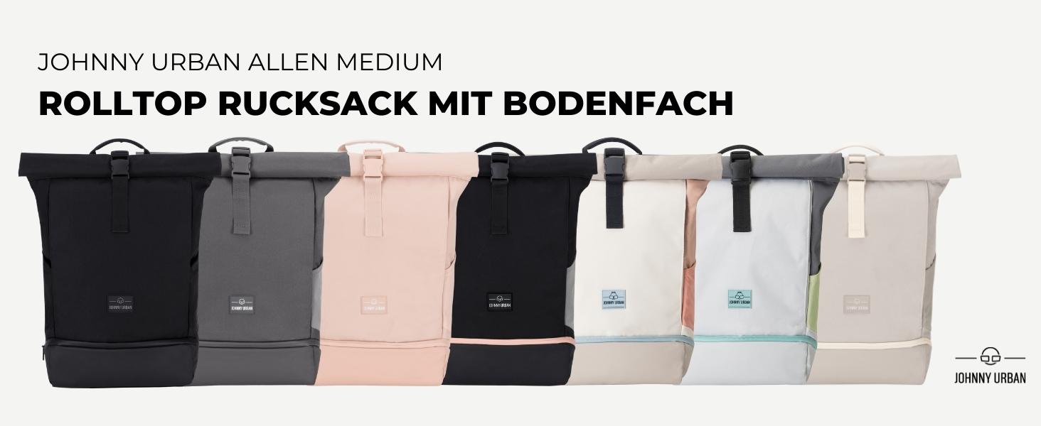 Рюкзак Johnny Urban Allen Medium чорний, водостійкий, 15 л, ролтоп з відділенням для ноутбука, унісекс, для міста, університету та велосипеда, екологічний