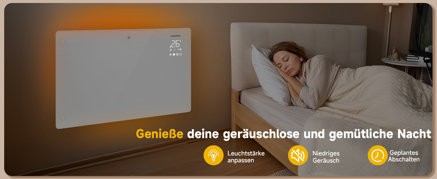 Електричний конвектор Aigostar з термостатом та Wi-Fi, 2000W, для кімнат до 30 м², чорний. Можлива установка на стіну або на підлогу.