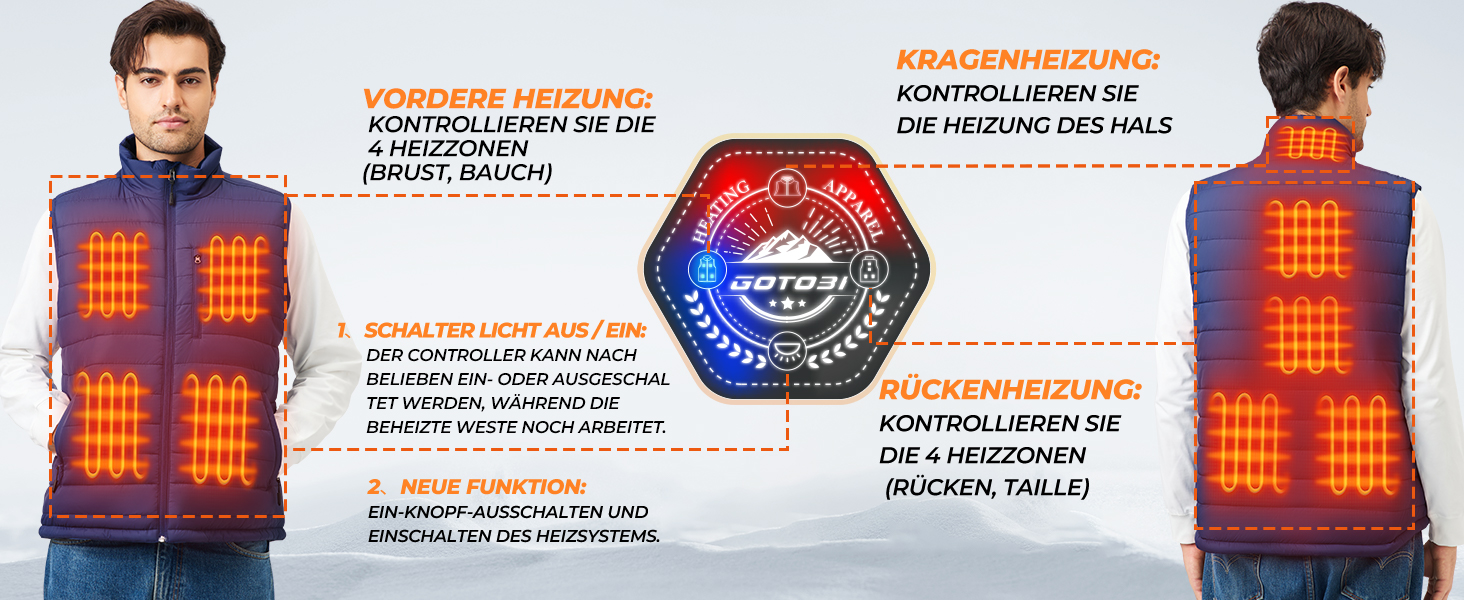 Обогреваемый жилет для мужчин с powerbank 16000mAh - 9 зон обігріву, 3 температурні режими, для активного відпочинку та велоспорту (синій, XL)