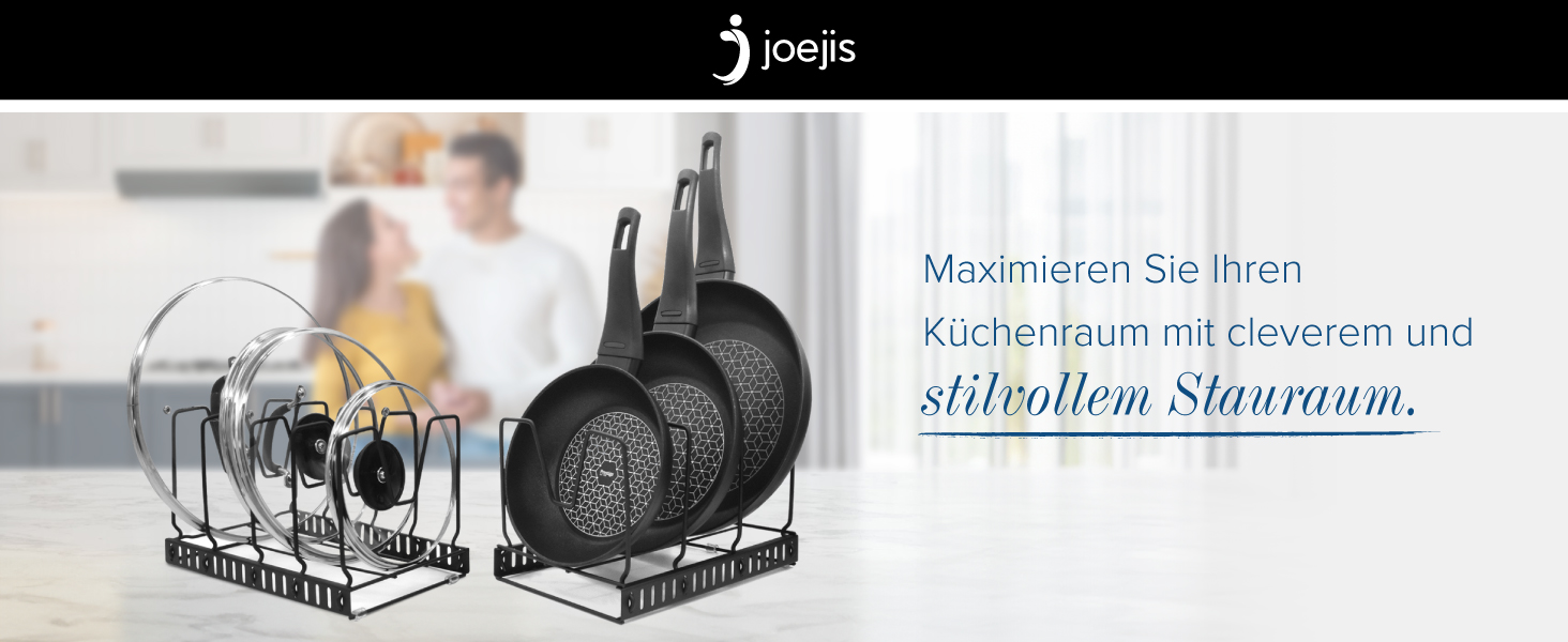 Організатор для кришок та сковорідок Joeji's: 9 регульованих відділень, розширюваний, для шафи або ящика