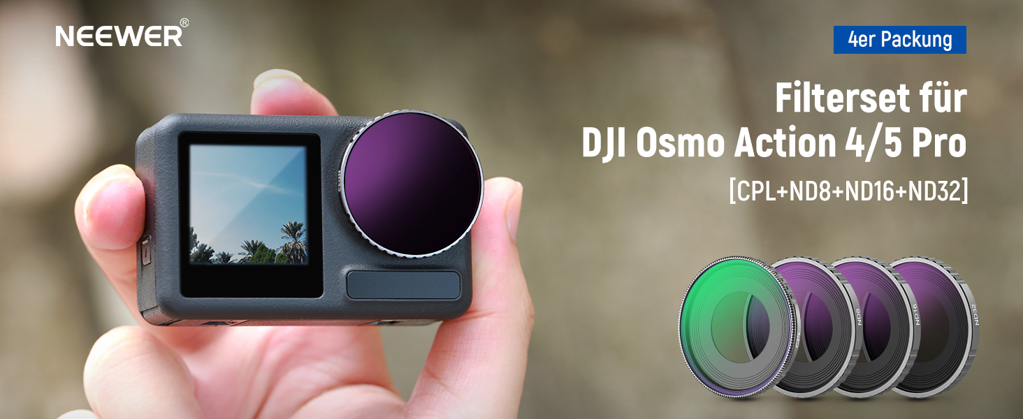 Набір фільтрів ND для DJI Osmo Action 4/5 PRO: ND8, ND16, ND32, CPL (4 шт.)
