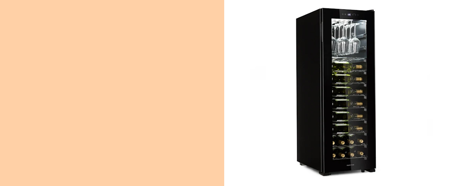 Klarstein Wine Cooler Fridge - 16 Bottle, 42L Compact Wine Refrigerator with Glass Door - Indoor/Outdoor Use - 5-18°C Temperature Range - Black