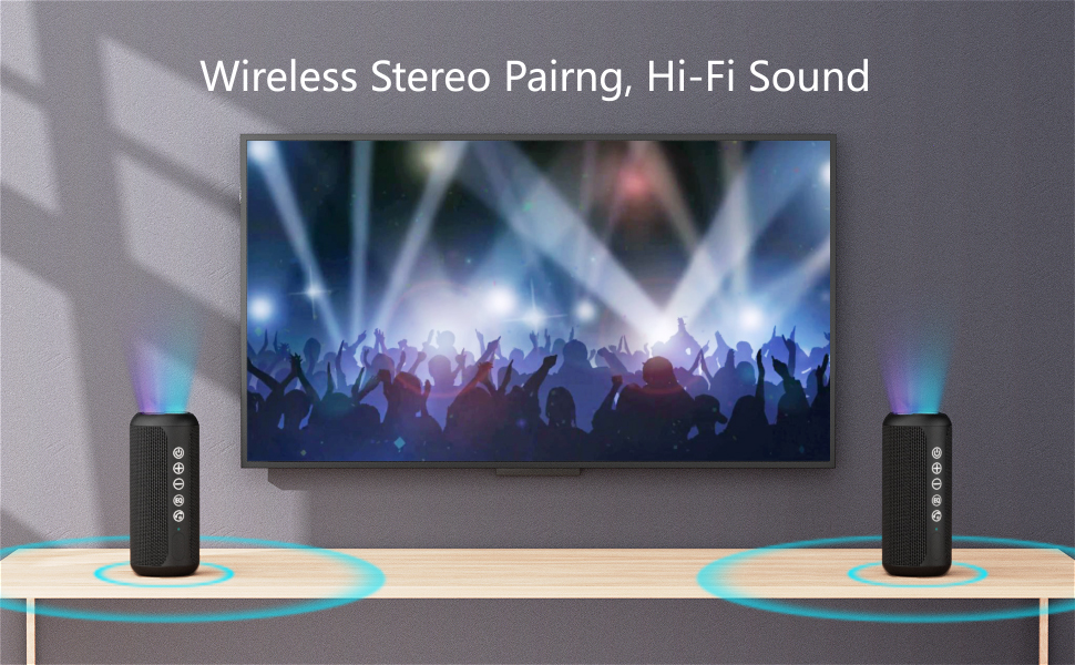 Портативна Bluetooth колонка Ortizan з RGB підсвіткою, водонепроникність IPX7, 30 годин роботи, Bass Boost, TWS, AUX, TF картка, мікрофон (BLUE)