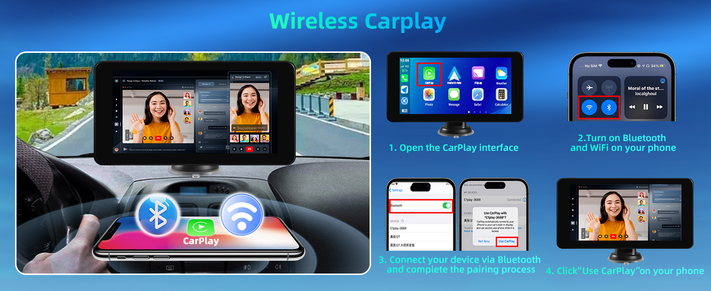Бездротовий CarPlay дисплей 7
