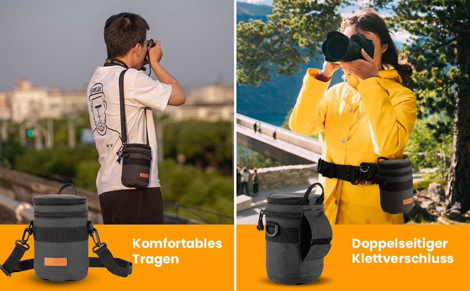 Чохол для об'єктива Tarion: захисний, водонепроникний, з жорстким дном, сумісний з Canon, Nikon, Pentax, Sony, Olympus (Dunkelblau, L)