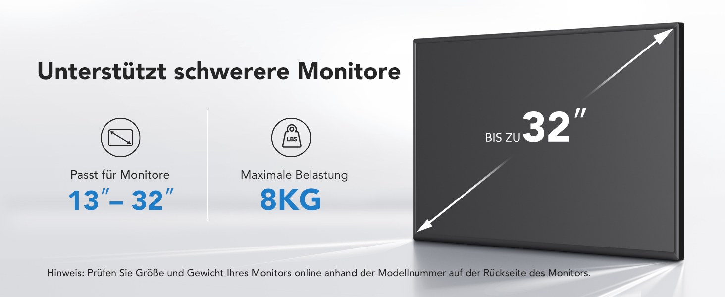Кріплення для монітора HUANUO, 13-32 дюйми, регулювання висоти, нахил, поворот, VESA 75/100 мм, 2 варіанти монтажу
