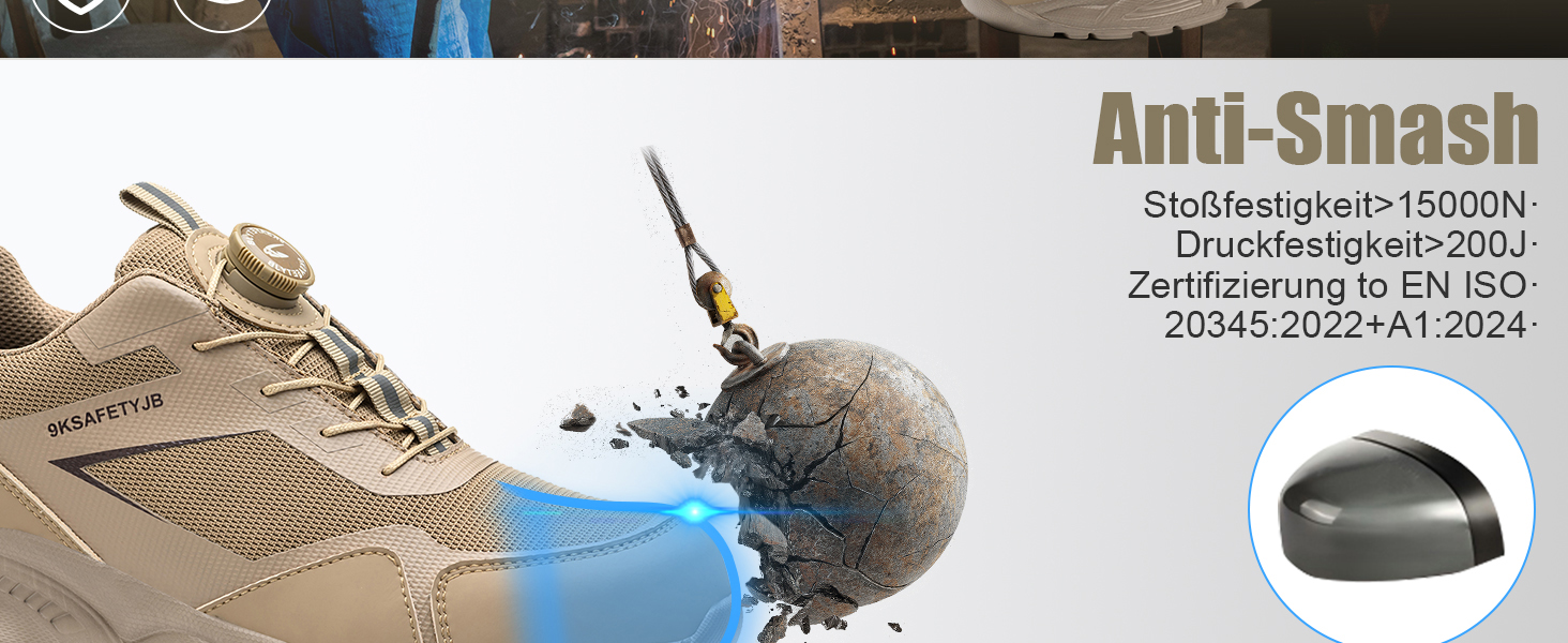 Робочі черевики чоловічі/жіночі легкі з металевим носком, дихаючі, протиковзкі, розмір 38-46 EU (Хакі, 41 EU)