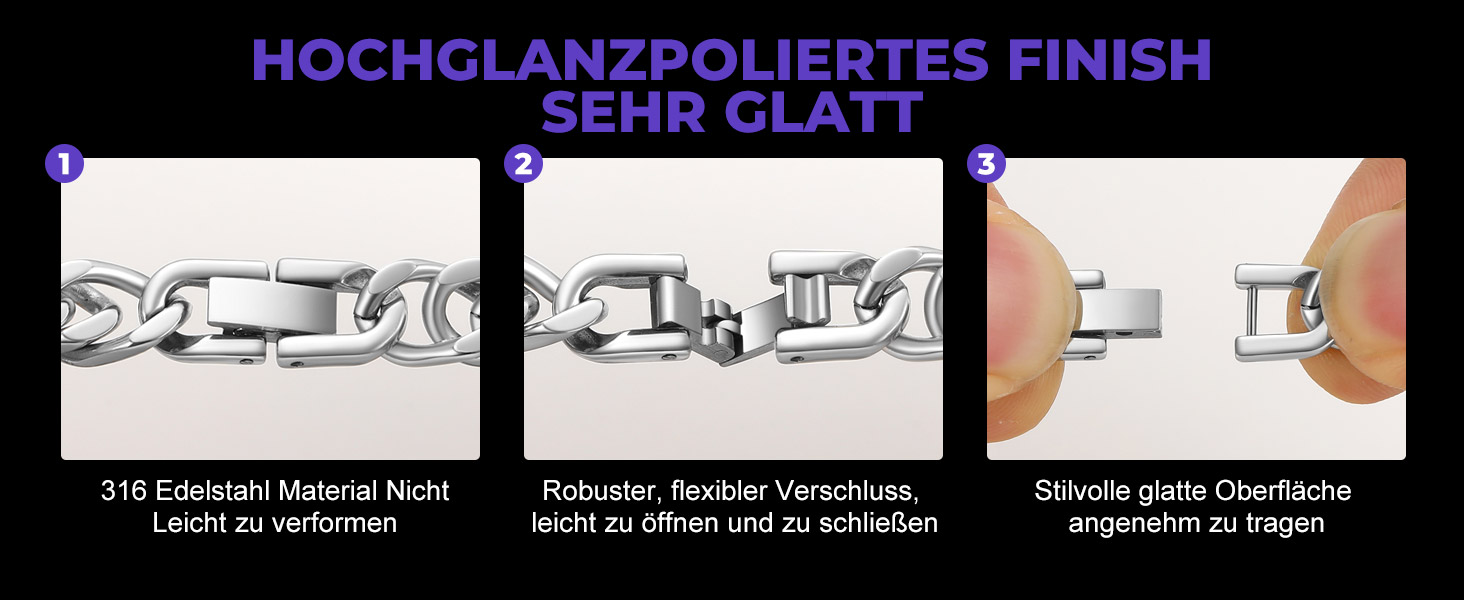 Чоловічий браслет Richsteel з нержавіючої сталі сріблястого/золотого/чорного кольору, ширина 12 мм, довжина 21 см, кубинський ланцюг, для подарунка