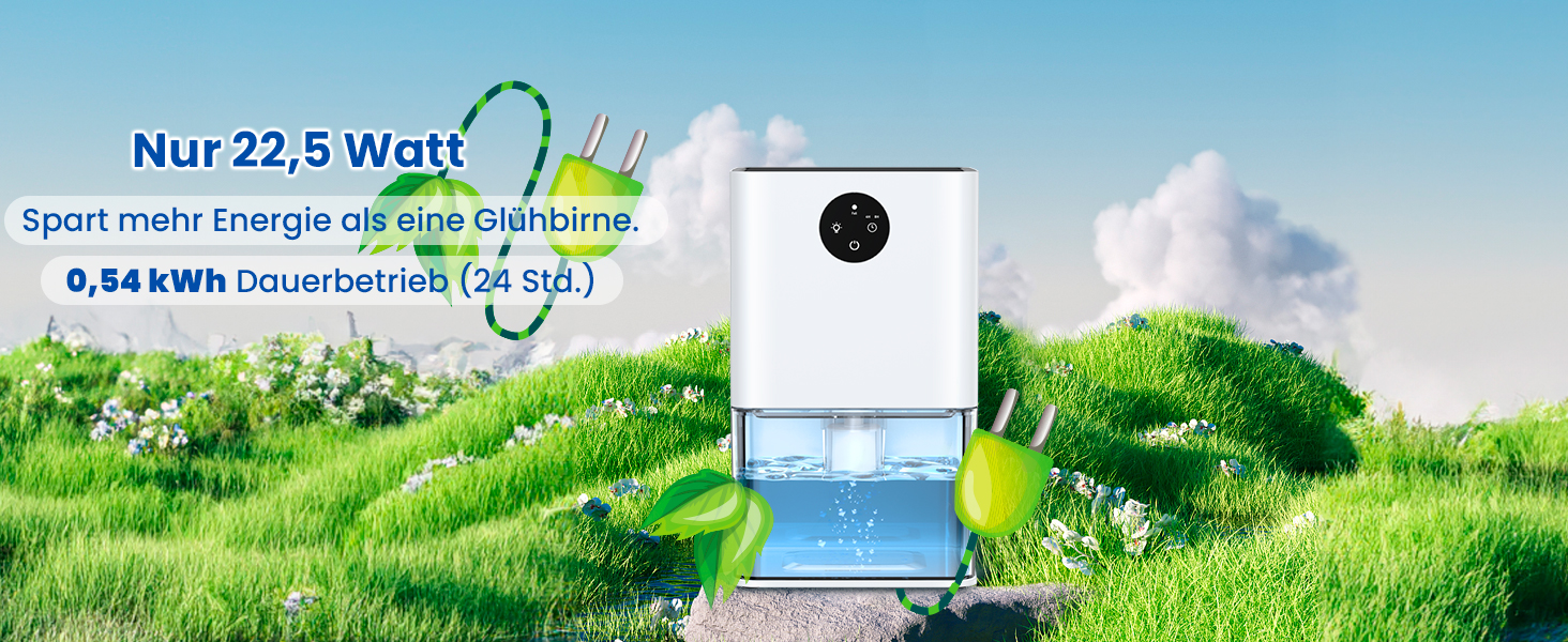 Електричний осушувач повітря для підвалу та квартири: 1800 мл, з таймером, нічним світлом, автоматичним відтаванням, тихий режим, 7 кольорів