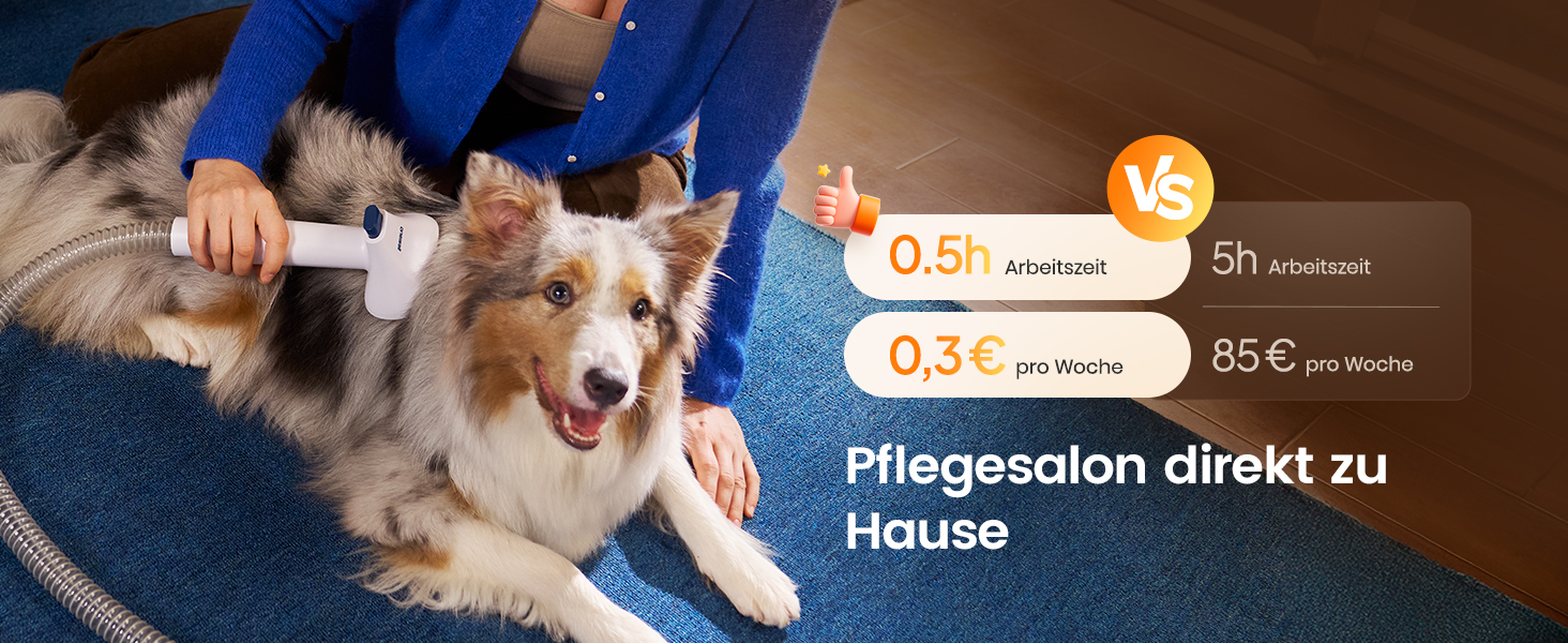 Машинка для стрижки собак Oneisall з пилососом, потужність 12000 Па, видаляє 99.99% шерсті, тиха, для собак та котів, 7 насадок