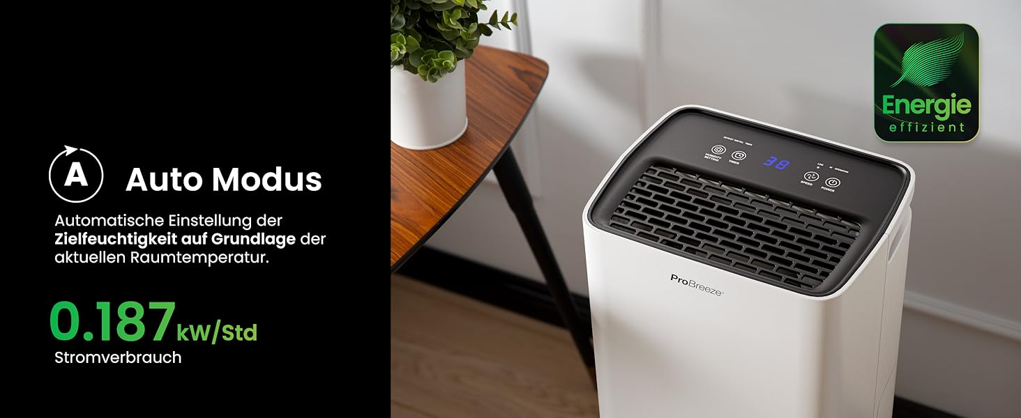 Електричний осушувач повітря ProBreeze 12L - Осушувач ProBreeze для дому, 20 м², з таймером та датчиком вологості