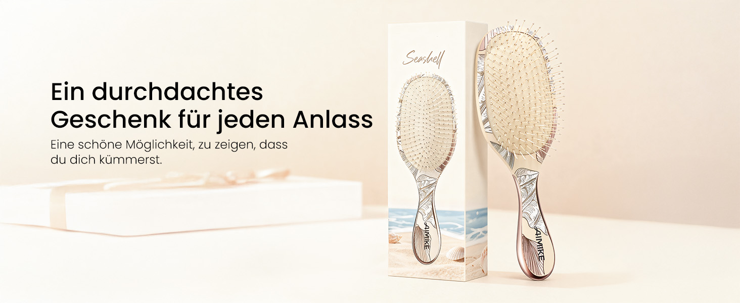 Щітка для волосся AIMIKE без заплутування, розпушувач з м'якими щетинками, безболісна розпушувальна щітка для складних вузлів, особливо делікатна до тонкого волосся, ідеальна для догляду за шкірою голови та масажу LuxeSilk, подушечка-щітка (щітка з подушечкою у вигляді мушлі)