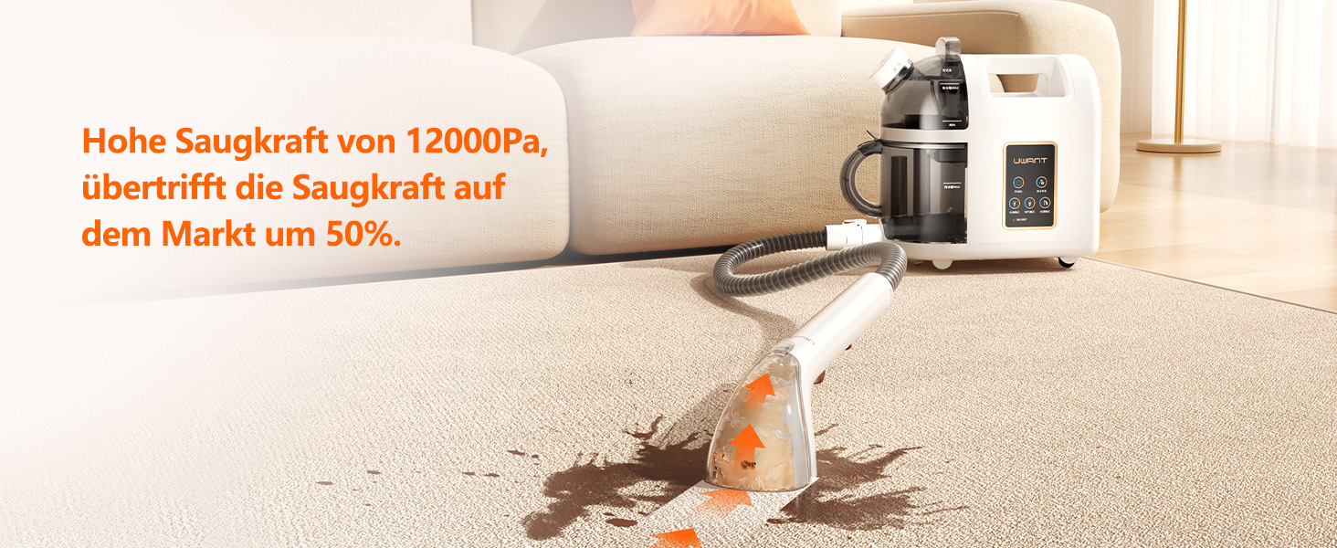 UWANT Теперішній пилосос для килимів, для диванів, килимів, м'яких меблів, мокрий/сухий пилосос з сильною потужністю всмоктування 12000Pa, 70dB (B200-білий-з щіткою для прасування)