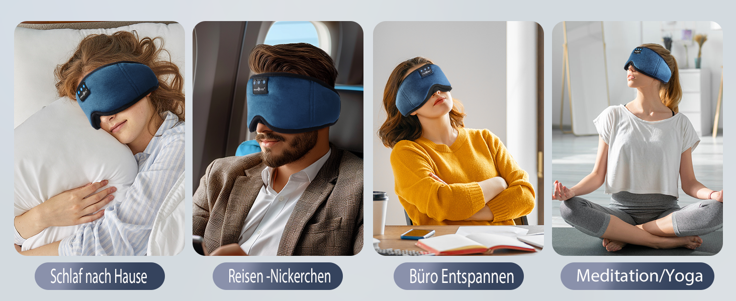 Маска для сну з навушниками Musicozy 3D Bluetooth, повна затемнення, для сну, подорожей, відпочинку, медитації (Цянова)