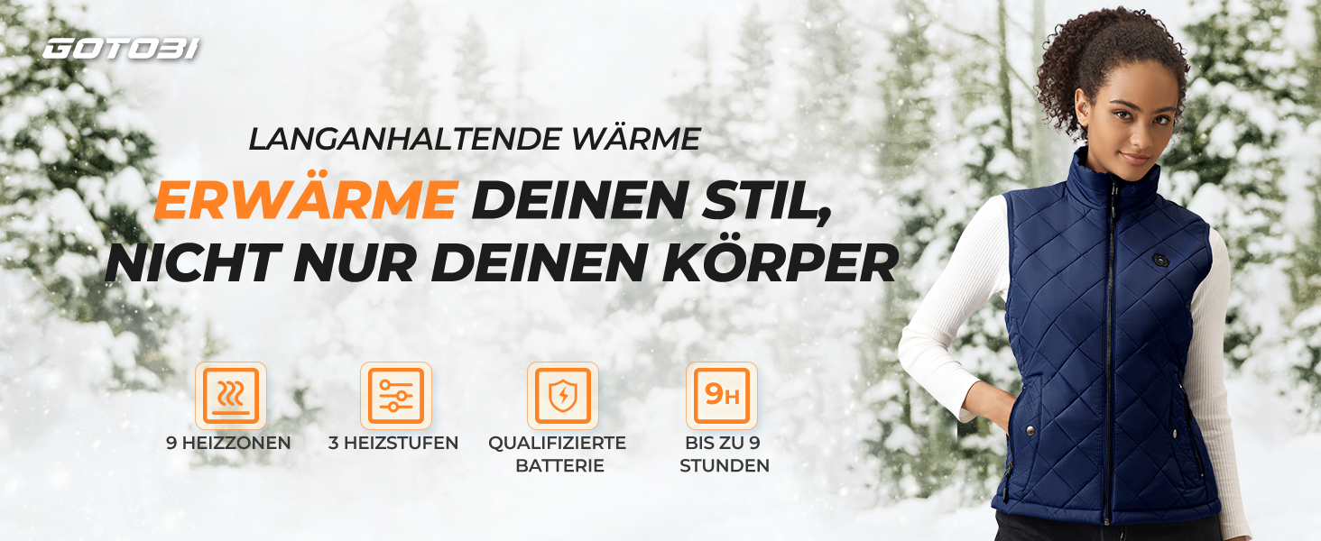 Жіночі грілки Heizwete 16000mAh 7,4V - 9 зон нагріву, 3 режими температури, для активного відпочинку (Синій, M)