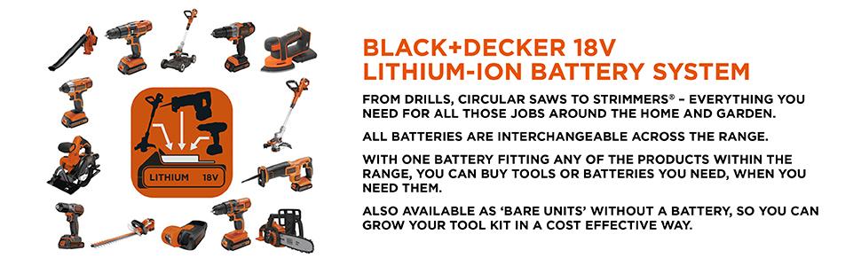 Акумуляторний ударний дриль-шуруповерт Black+Decker BDCH188N (18V, 2 швидкості, патрон 10 мм, регулювання крутного моменту, подвійне свердло, без акумулятора та зарядного пристрою) (комбінований ударний дриль)