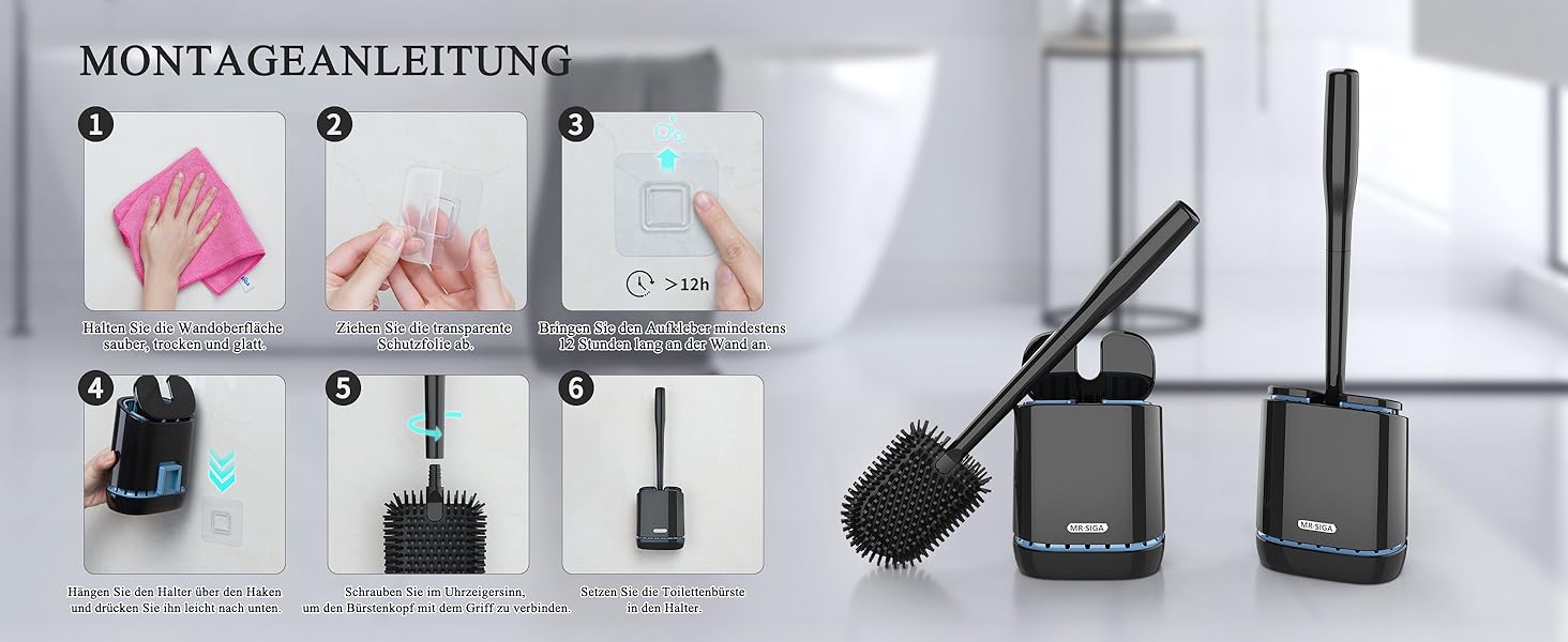 Набір для чищення унітазу Mr.SIGA з тримачем, чорний