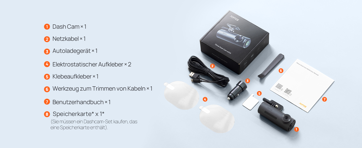 Відеореєстратор 70mai M310 2K WiFi для авто, 1296P WDR, Super Night Vision, 24h парковка, запис по колу, виявлення зіткнень, 256GB