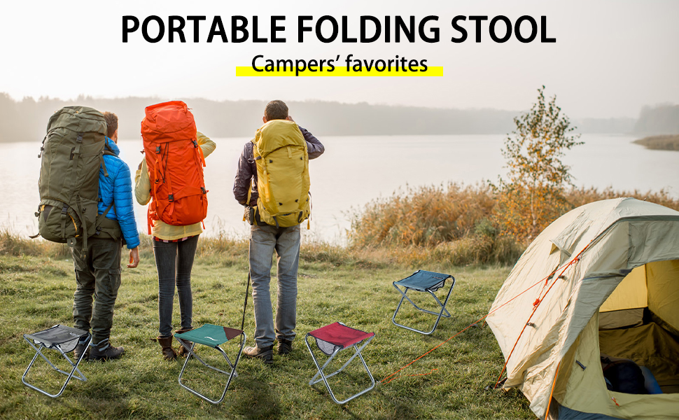 Foldable Small Portable Folding Stool, Mini Outdoor Camping Folding Chairs, Lightweight Folding Camping Stool for Camping, Fishing, Picnic, Travel and Hiking (10x11.8x12.4 inches, Black)
