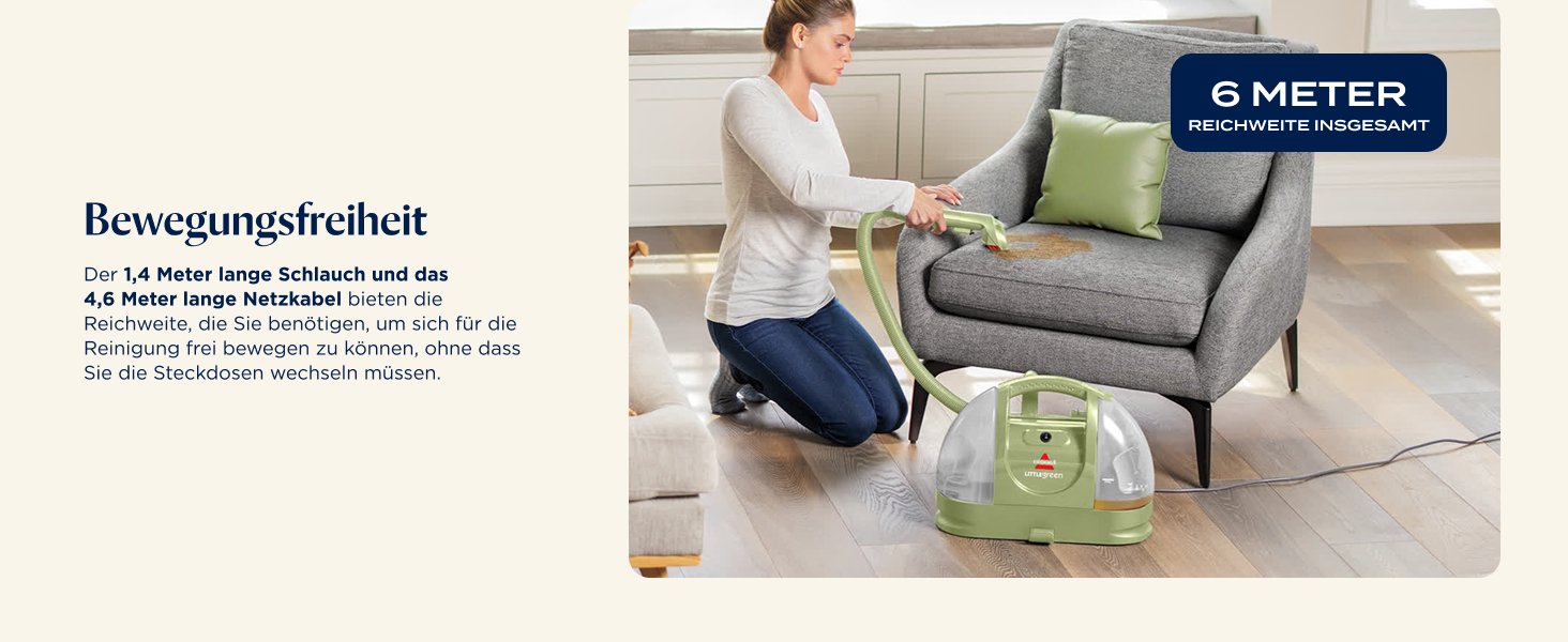 BISSELL Little Green: портативний мийний пилосос для килимів та м'яких меблів. Ефективне видалення плям та бруду. Потужний 340W мотор, модель 4098N