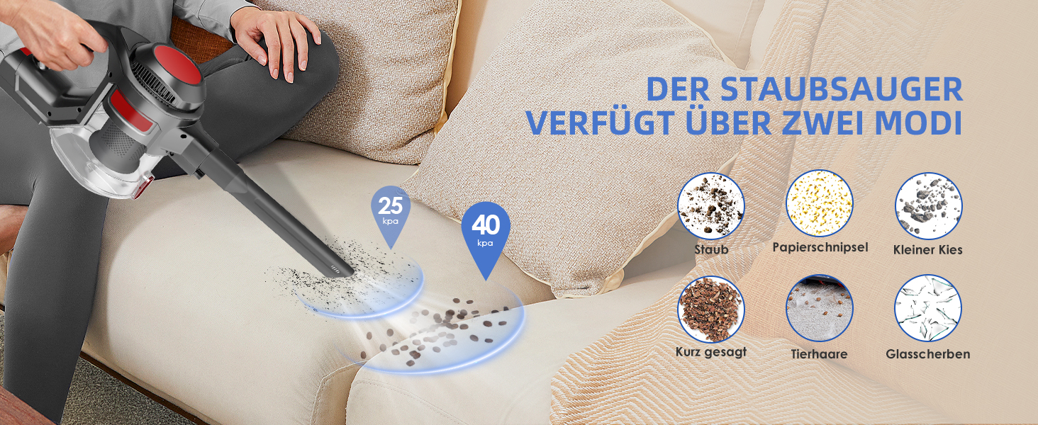 Бездротовий пилосос Authmic 40000Pa з акумулятором, час роботи до 50 хв, об'єм контейнера 1.6 л, HEPA фільтр x4, для килимів, твердих підлог та шерсті тварин