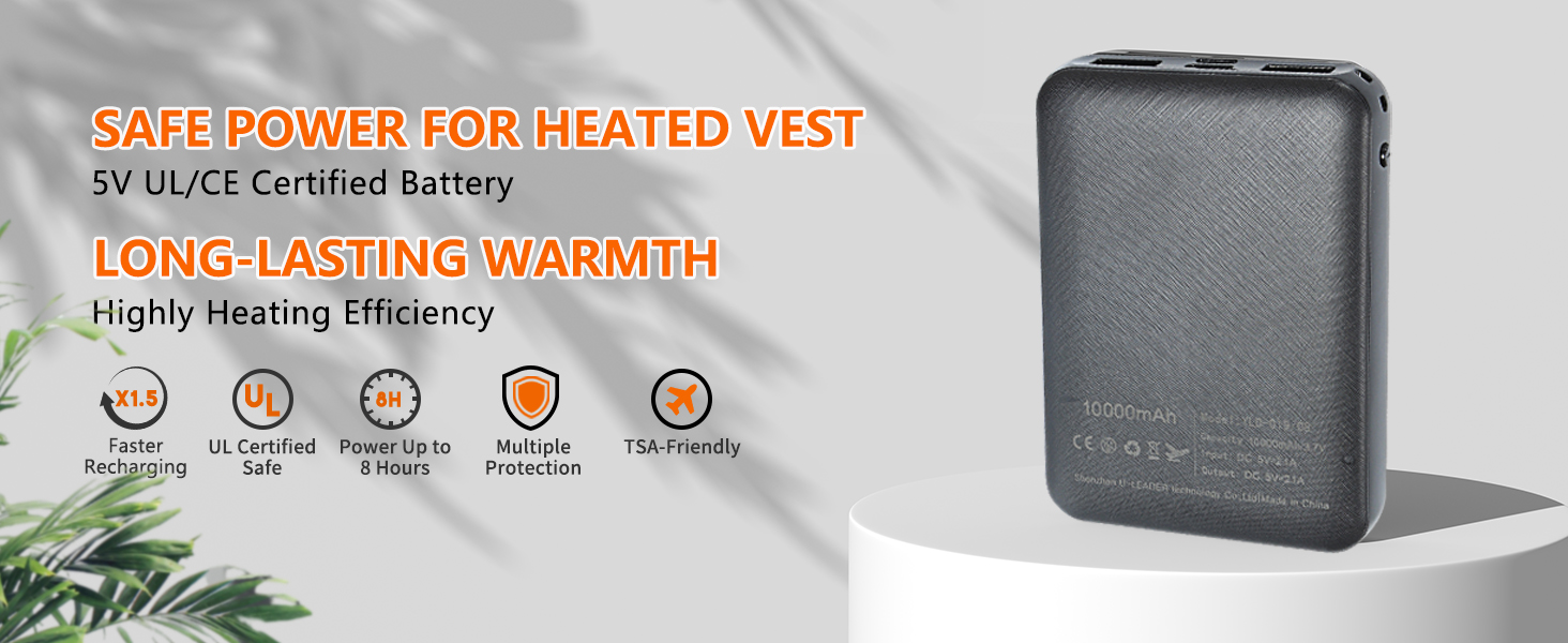 Обогревна жилетка для чоловіків: тепла зимова жилетка з акумулятором 5V 10000 mAh, 3 режими температури, придатна для прання, для активного відпочинку (XL, Синій)