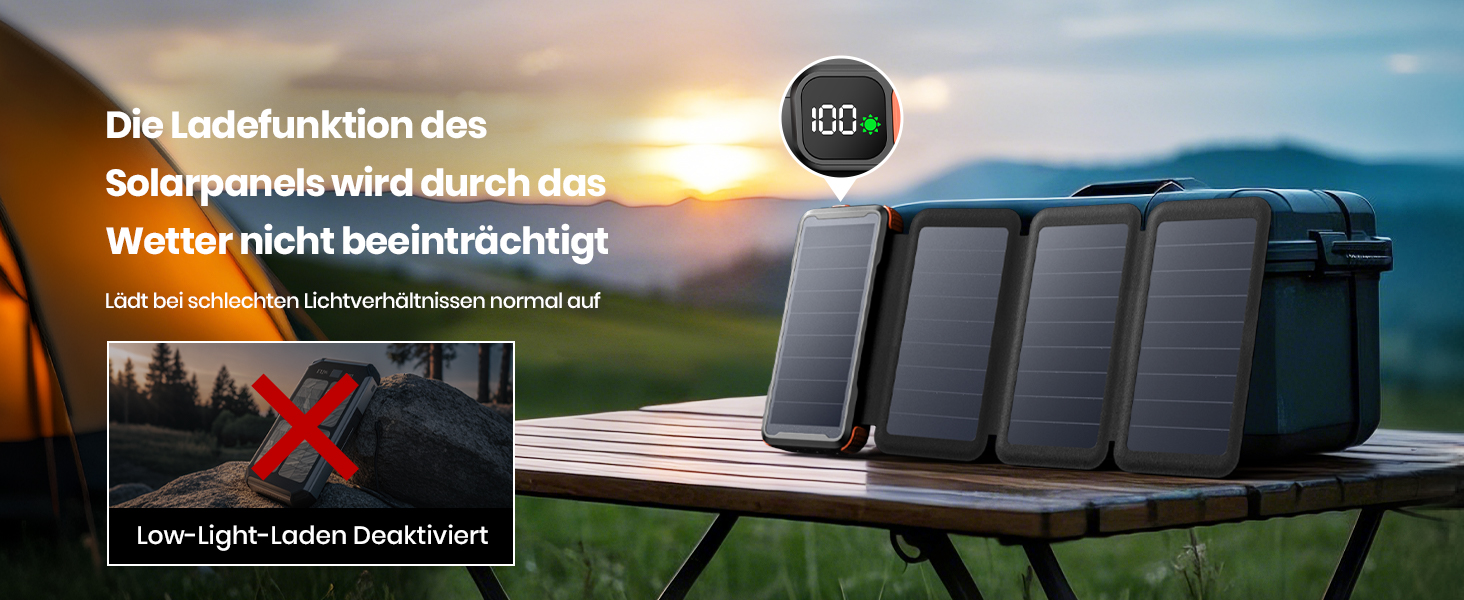 Портативний зарядний пристрій A ADDTOP Solar 25000mAh з сонячною панеллю, 20W, USB-C, 3 кабелі, для кемпінгу та подорожей