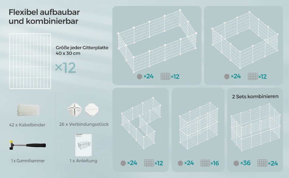 Клітка для кроликів та морських свинок SONGMICS LPI01H - металева, 123 x 63 x 41 см