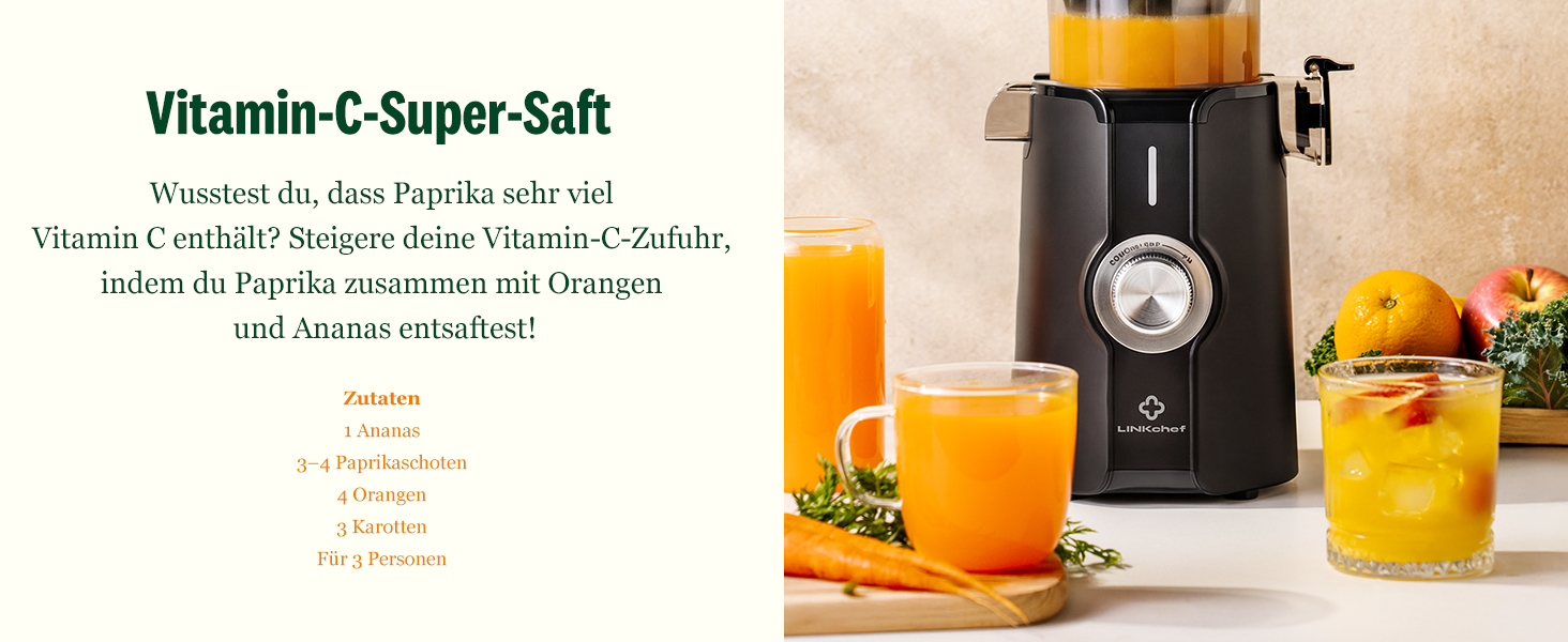 Шнекова соковижималка LINKChef Slow Juicer для овочів та фруктів, широкий завантажувальний отвір 115 мм, потужність 200 Вт, BPA-free, чорна