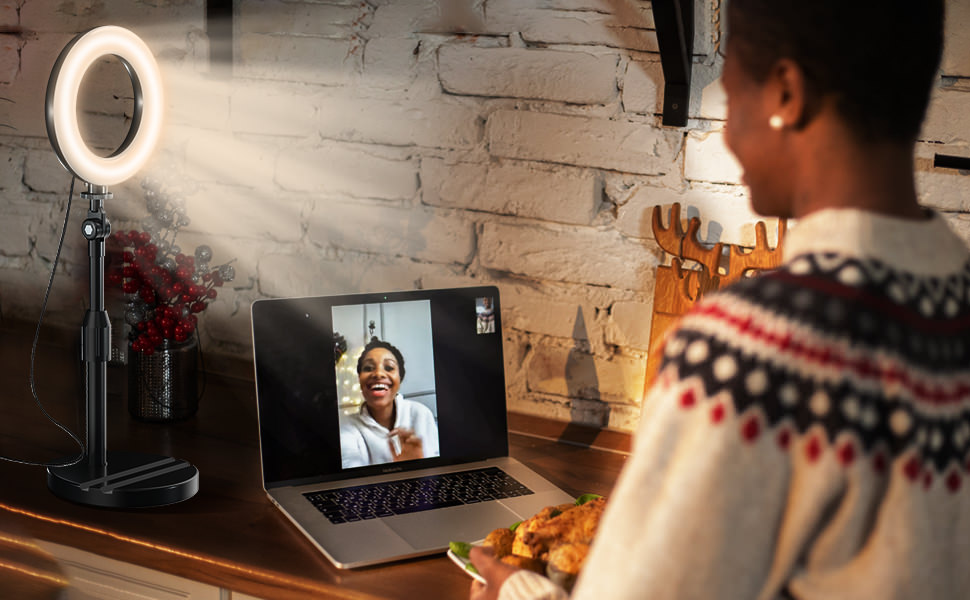 Кільцеве світло для столу з телескопічним штативом, Hola-світло для телефону, селфі, ноутбука, Zoom, відеодзвінків, макіяжу, TikTok та стрімінгу