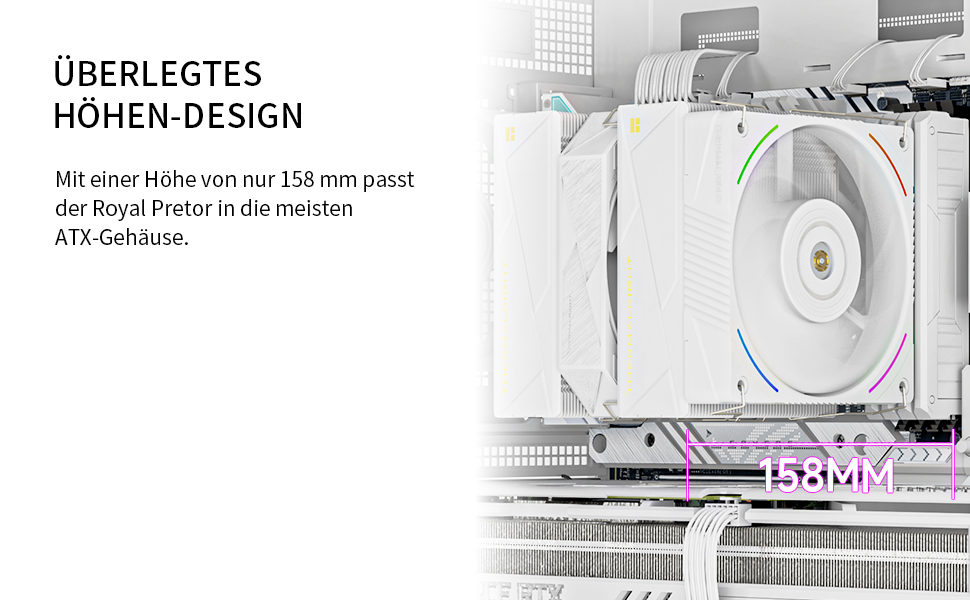 Кулер для процесора Thermalright Royal Pretor 130 Ultra White, двовежевий повітряний охолоджувач, 7 теплових трубок, білий, для AM4/AM5, Intel LGA1851/1700/115x/2011