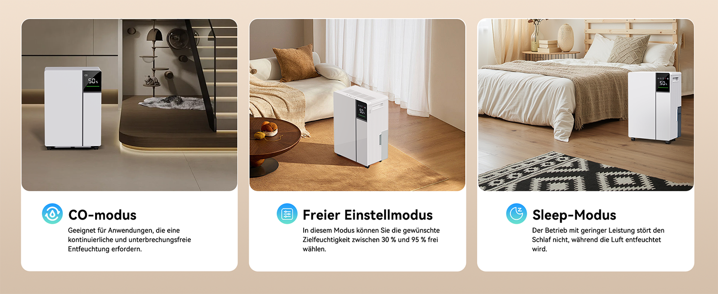 Електричний осушувач повітря Fwoueot 16L/24h для дому: осушувач з компресором для приміщень до 45 м², автоматичне відтанення, 3 режими, таймер 24 години, великий бак 2L, з колесами, для спальні