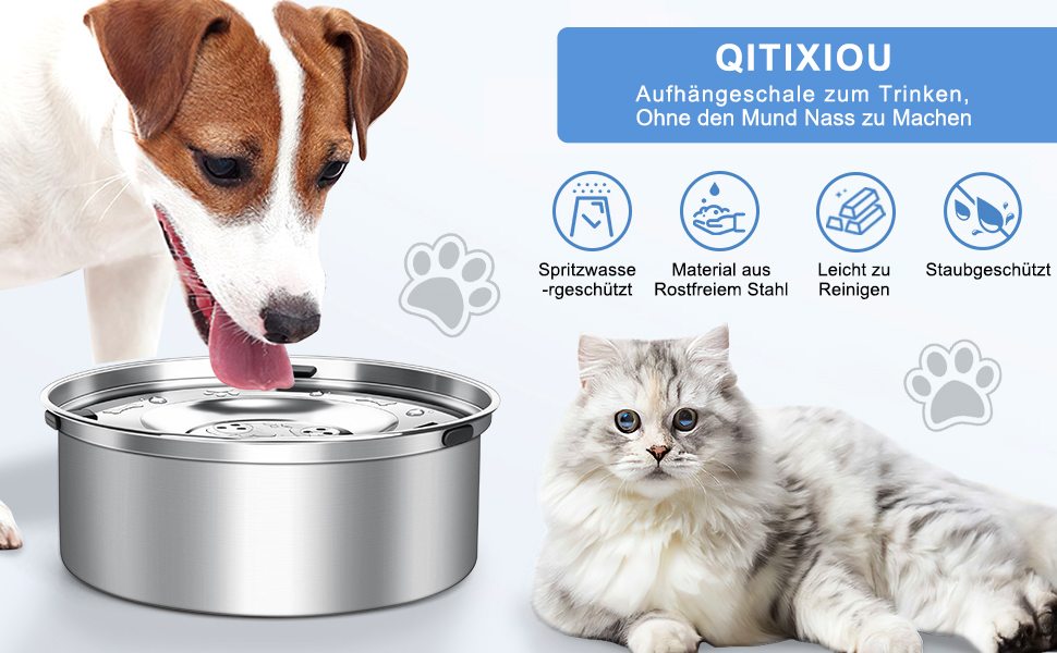 Миска для собак 3L без розливання, нержавіюча сталь, плаваюча годівниця, з неслизьким дном, для цуценят та кошенят, для здорового пиття