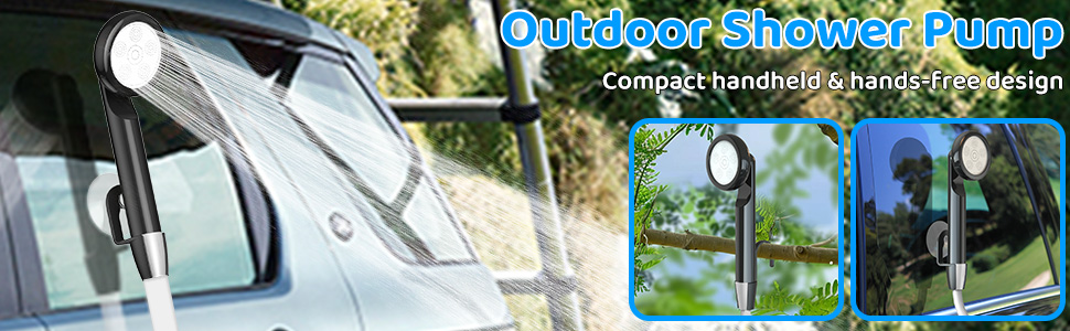 Портативна кемпінгова душ Forever Speed з акумулятором, 2м шланг для кемпінгу, саду, автомийки, пляжу, подорожей