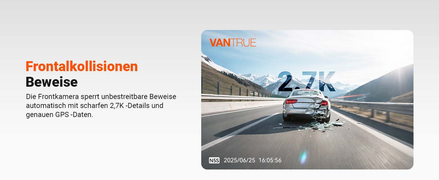 Автомобільний відеореєстратор VANTRUE N5S з сенсором STARVIS 2, 3-канальна зйомка 2.7K+1080P*2+1440P (передній, внутрішній, задній камери)