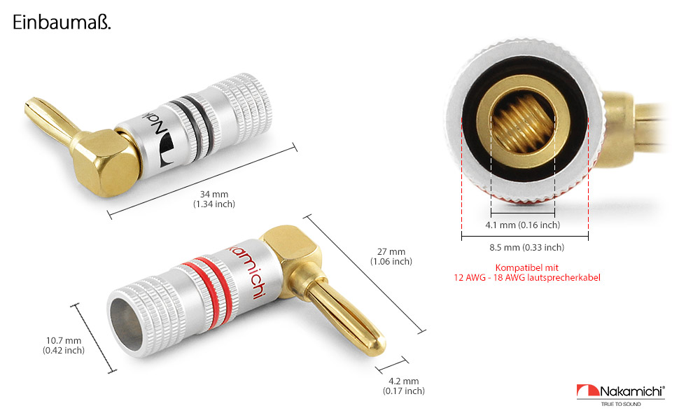 Навушникові роз'єми Nakamichi 24K позолота, 12-18 AWG, 4 мм, для динаміків, підсилювачів, Hi-Fi, AV Receiver, Stereo, домашній кінотеатр, аудіокабель, 4 шт. (2 пари)