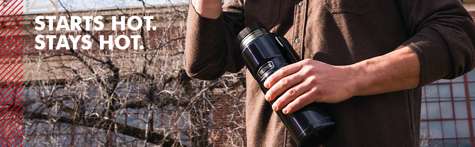 Термос із нержавіючої сталі King Thermosflasche блакитного кольору, 1,20 л - нержавіюча сталь, абсолютно герметичний, з кришкою-чашкою та ручкою, зберігає тепло 12 годин та холод 24 години, придатний для миття в посудомийній машині, без BPA, блакитний, 1200 мл