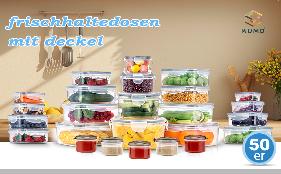 50 контейнерів для зберігання продуктів | Герметичні, BPA-free, для Meal Prep | Можливе використання в морозилці та мікрохвильовці