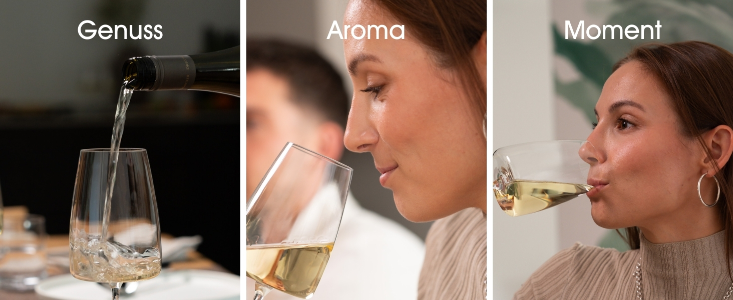 Набір білих келихів 6 шт. об'ємом 420 мл з мікрофіброю – Елегантні келихи для вина та Aperol Spritz – придатні для миття в посудомийній машині, безпечно упаковані, Made in Europe