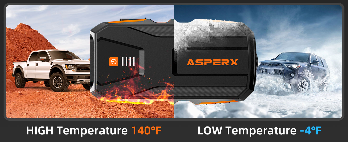 Powerbank Starthilfe AsperX 3000A: Зарядний пристрій для автомобіля 12V з кабелями, LED ліхтариком, IP64, для авто, вантажівок, мотоциклів