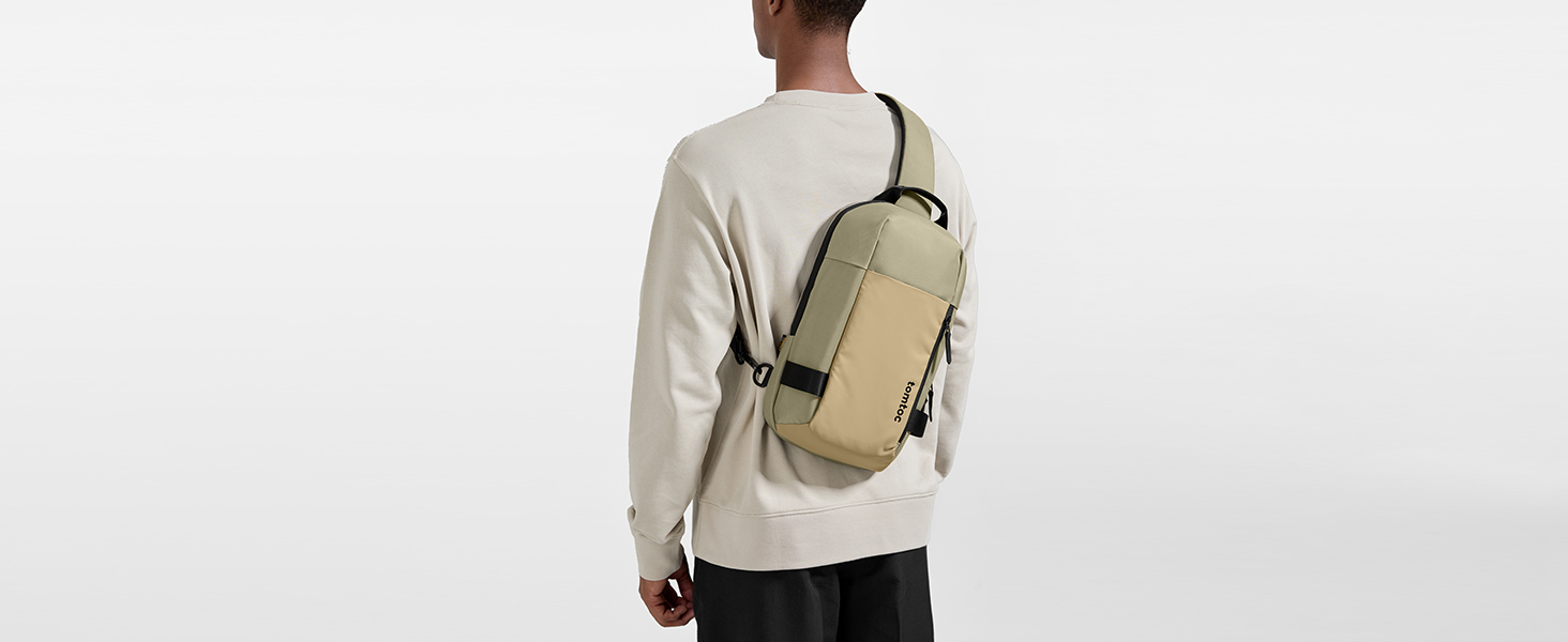 tomtoc Сумка через плече для чоловіків, Sling Bag, 13-14 дюймів, MacBook Air/Pro, водонепроникна, Khaki/Зелений
