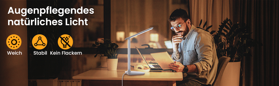 LED лампа настільна диммерна з 5 кольорами, регулювання яскравості 15%-100%, захист очей, USB-зарядка, таймер, сенсорне керування, для дітей, спальні, читання, офісу