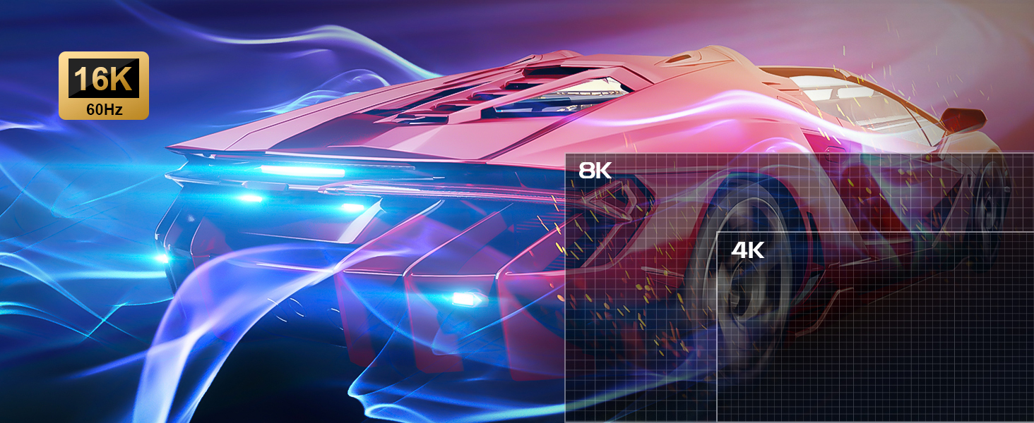 Кабель HDMI 2.2: Швидкий 2м, 96Gbps, 16K@60Hz, 12K/10K @120Hz, 8K@240Hz, 4K@480Hz, eARC, HDR10+, Dolby Atmos/Vision, HDCP 2.3, для PS5, Xbox, Soundbar, Fire TV, Laptop, HDTV