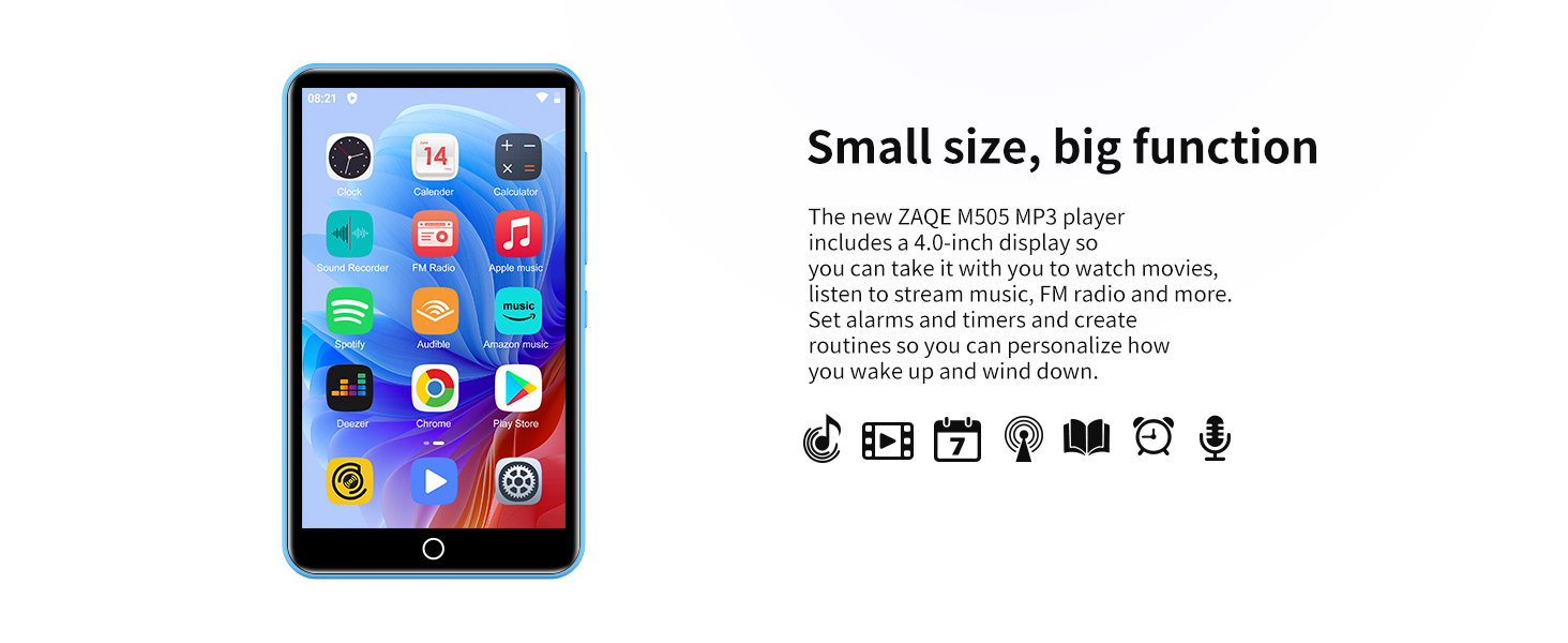 MP3-плеєр ZAQE 80GB з Bluetooth, WiFi, Android, Spotify, FM-радіо, 4