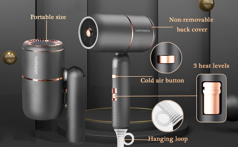 Іонізатор для волосся Haartrockner Ionen: потужний фен 2000W з 3 режимами нагріву та 2 швидкостями (сірий)