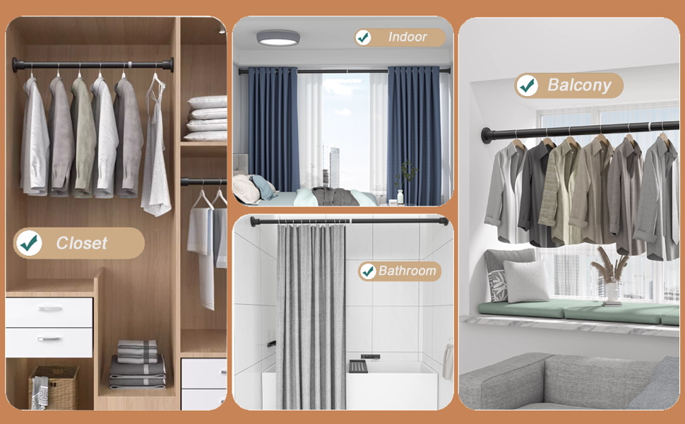 Труба для шторки у ванну/душ, телескопічна, без свердління, 60-290 см (срібляста)