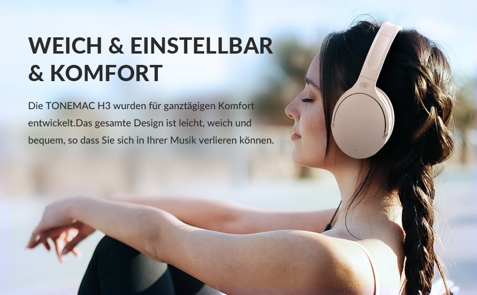 TONEMAC H3 Bluetooth навушники: активне шумозаглушення, Hi-Res звук, 80 годин роботи, комфортні амбушюри, для дому та подорожей