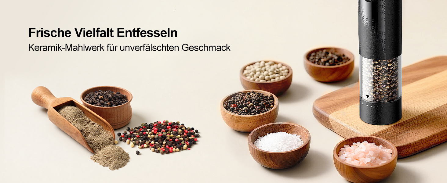 Електричні мельниці для солі та перцю 2 шт. з USB-C зарядкою, регулюванням помелу, LED-підсвічуванням, керамічним жорном та стійкою підставкою – чорний та білий
