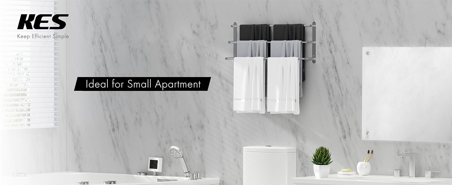 Тримач для рушників KES з 3-ма перекладинами, нержавіюча сталь SUS 304, 75 см, для ванної кімнати