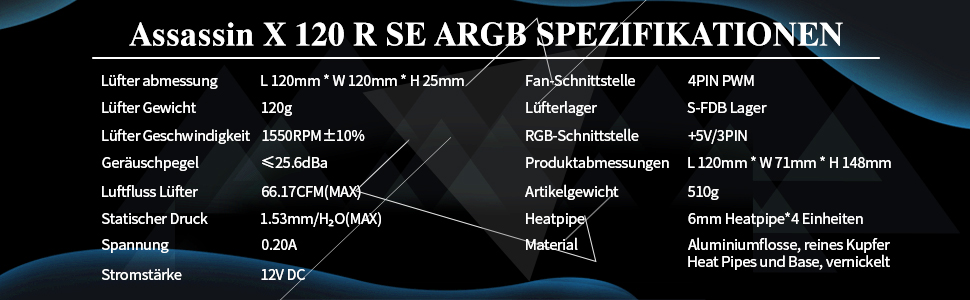 Thermalright Assassin X 120 SE - Кулер для CPU з 4 тепловими трубами, тихий вентилятор PWM, сумісний з AM4/AM5/Intel LGA1150/1151/1200/1700/1851